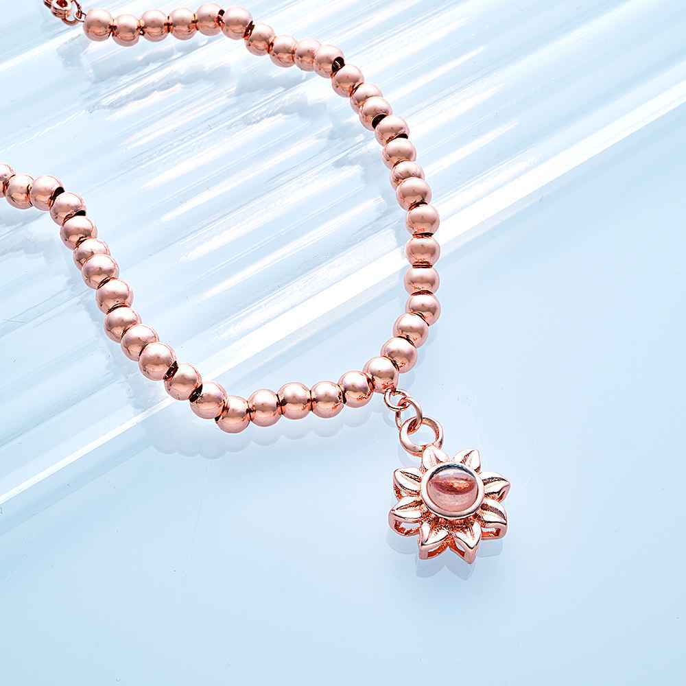 Personnalisé Photo Projection Tournesol Bracelet Exquis Memorial Bracelet Bijoux Pour Elle - votrecollierprenomfr