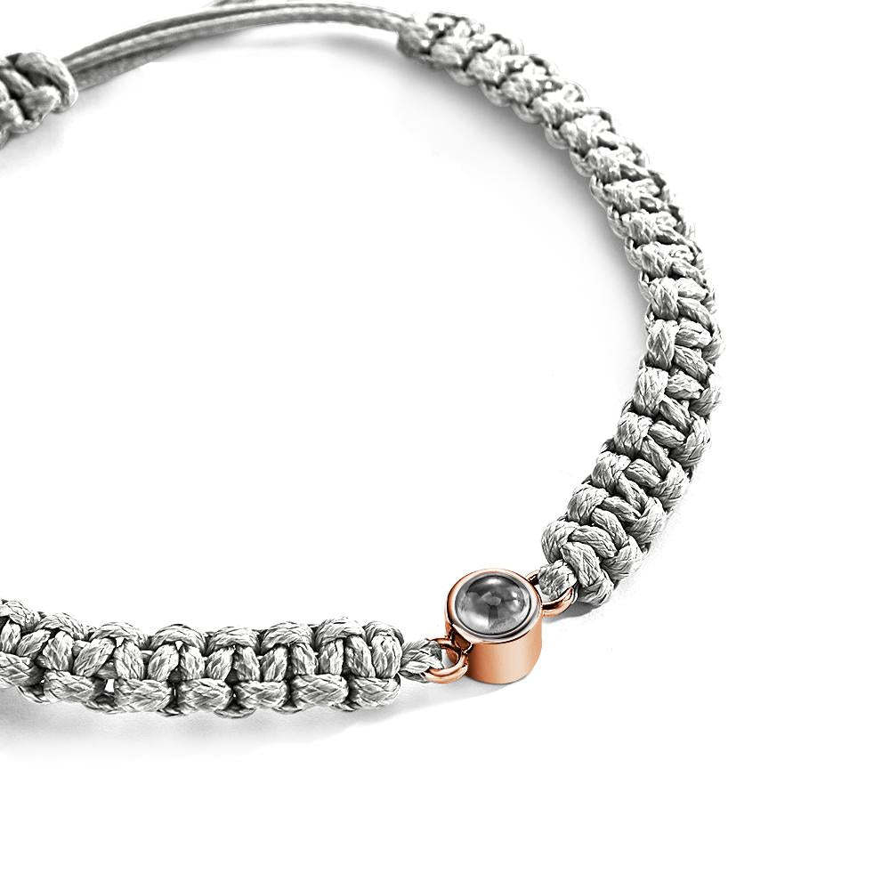 Bracelet De Projection De Photo Tressé Personnalisé, Corde En Queue De Poisson, Bracelet Tressé À La Main, Cadeau De Fête Des Pères Pour Hommes - votrecollierprenomfr