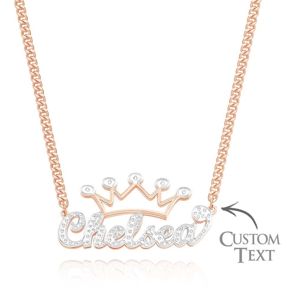 Collier Avec Nom Élégant, Pendentif Couronne Creuse Scintillante, Bijoux Cadeaux Pour Femmes - votrecollierprenomfr