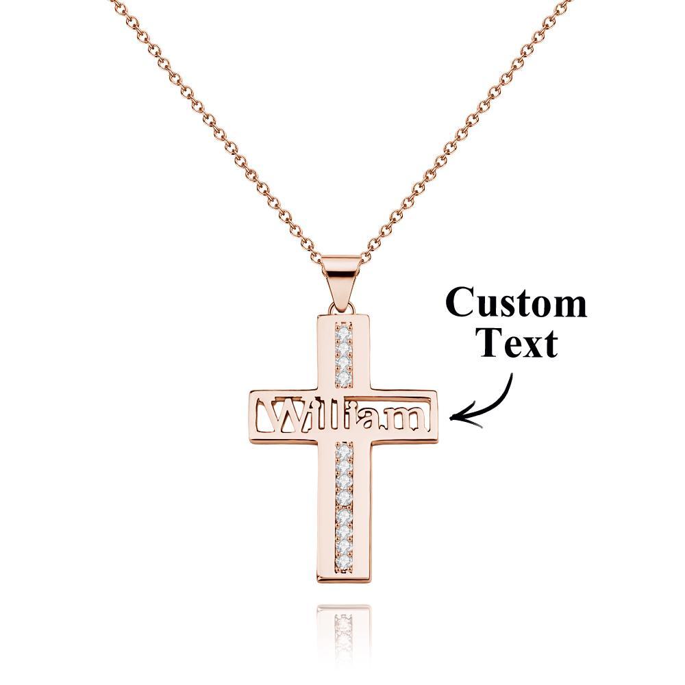 Collier De Croix De Nom Personnalisé Avec Cadeau Pendentif En Diamant Pour Elle - votrecollierprenomfr