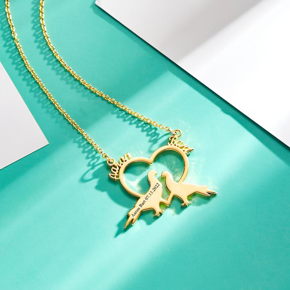 Collier Gravé Personnalisé Nom Personnalisé Romantique Inséparables Couple Cadeaux - votrecollierprenomfr