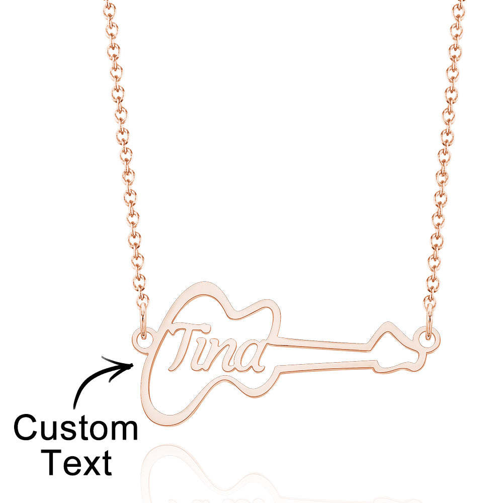 Collier De Nom En Forme De Guitare Personnalisé Punk Choker Pour Mélomane - votrecollierprenomfr