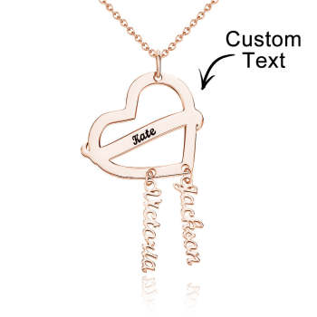 Collier Coeur Attrape Rêves Gravé Personnalisé Avec Pendentif Noms Cadeaux Uniques - votrecollierprenomfr