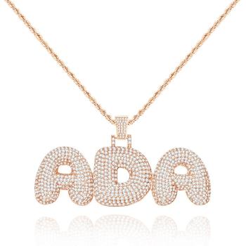 Nom Personnalisé Collier Personnalisé Bling Lettre Initiale Chaîne Hip Hop Collier Pour Hommes Femmes - votrecollierprenomfr
