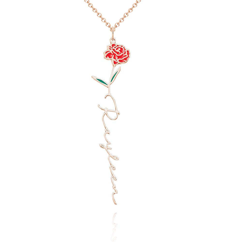 Nom Personnalisé Mois De Naissance Collier De Fleurs Colorées Pendentif Fleuri Délicat Bijoux Cadeaux D'anniversaire - votrecollierprenomfr