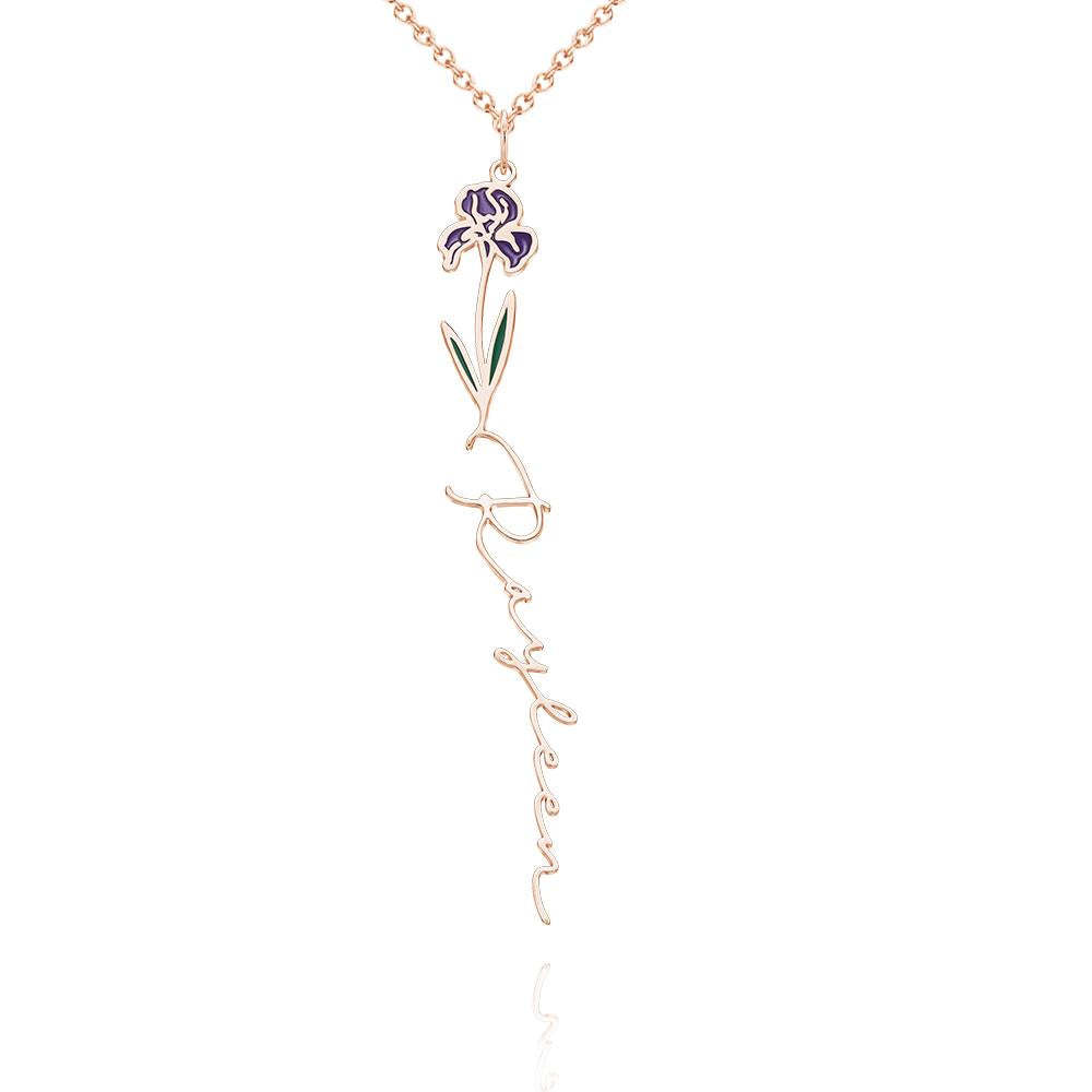 Nom Personnalisé Mois De Naissance Collier De Fleurs Colorées Pendentif Fleuri Délicat Bijoux Cadeaux D'anniversaire - votrecollierprenomfr