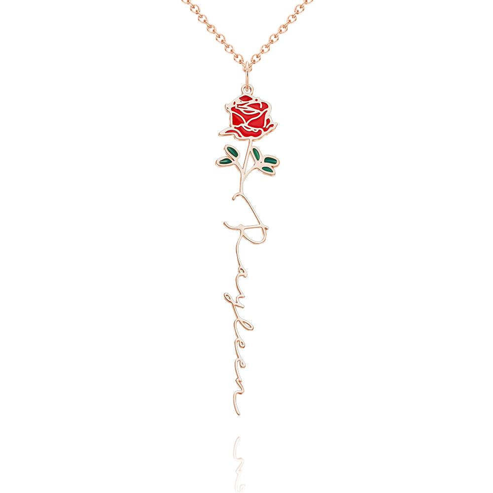 Nom Personnalisé Mois De Naissance Collier De Fleurs Colorées Pendentif Fleuri Délicat Bijoux Cadeaux D'anniversaire - votrecollierprenomfr