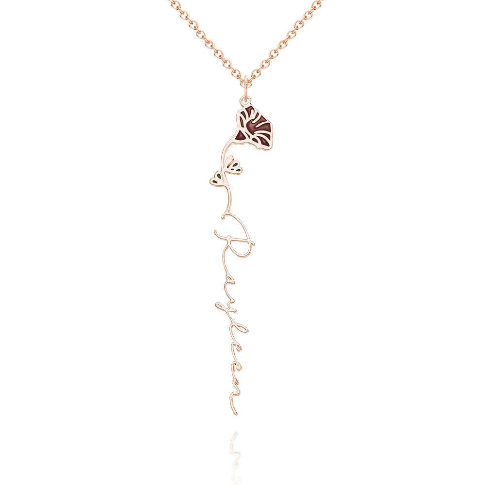 Nom Personnalisé Mois De Naissance Collier De Fleurs Colorées Pendentif Fleuri Délicat Bijoux Cadeaux D'anniversaire - votrecollierprenomfr