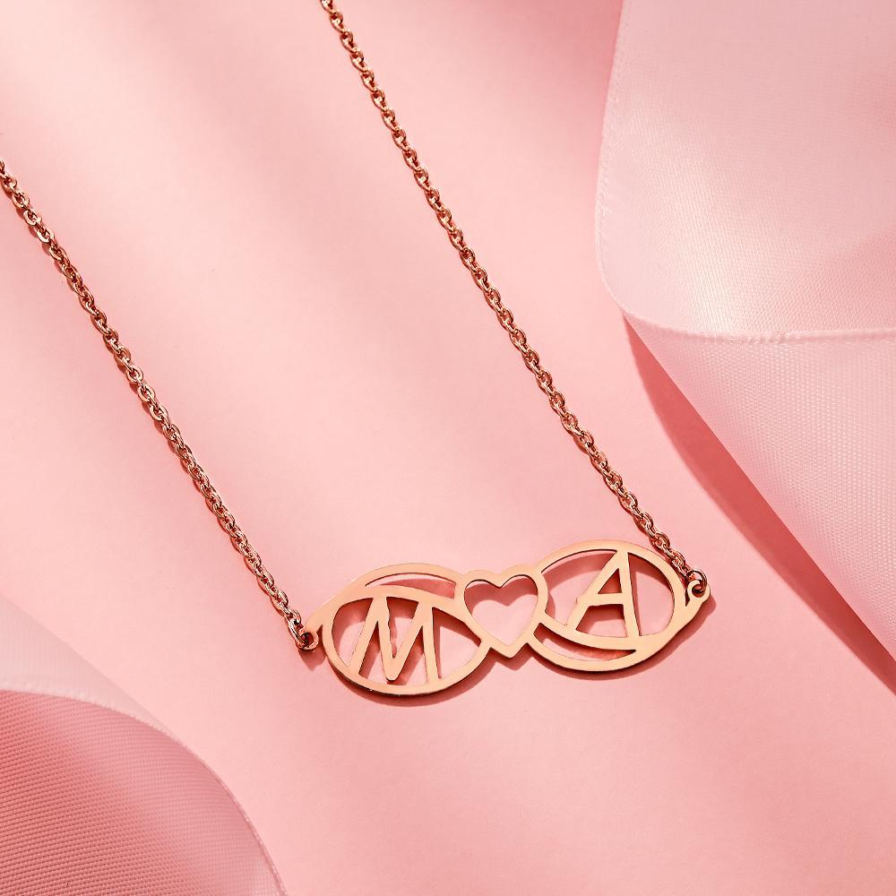 Amour Nom Collier Personnalisé Amour Coeur Infini Initiales Collier Cadeau Pour Elle - votrecollierprenomfr
