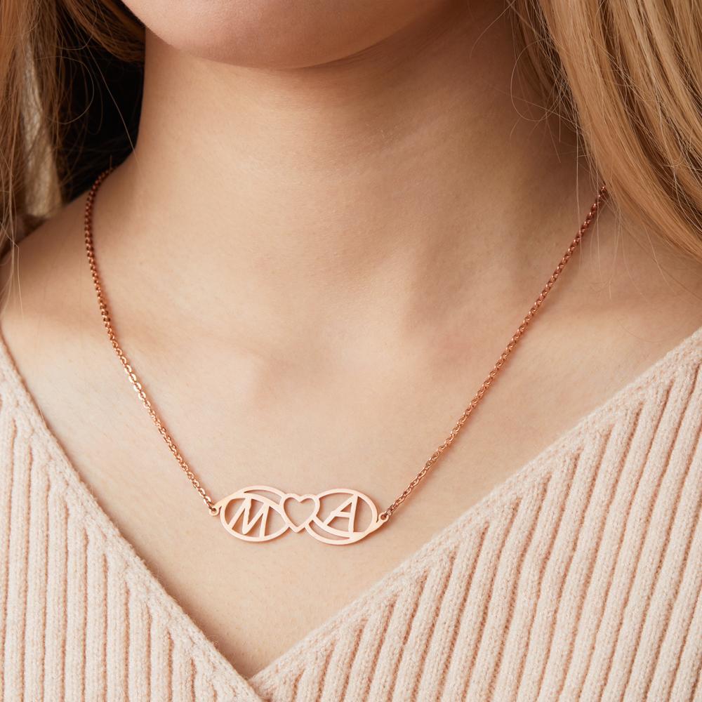 Amour Nom Collier Personnalisé Amour Coeur Infini Initiales Collier Cadeau Pour Elle - votrecollierprenomfr