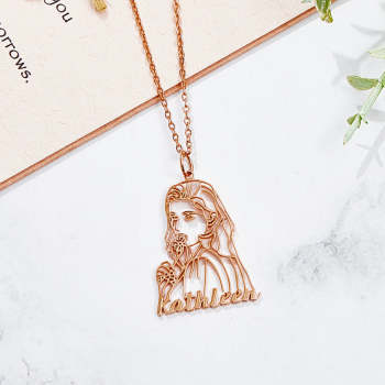 Collier Personnalisé De Dessin D’art De Portrait De Nom Pour Elle - votrecollierprenomfr