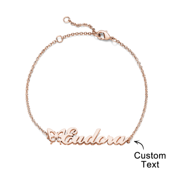 Bracelet Papillon Avec Nom Personnalisé, Cadeau Personnalisé Pour Elle - votrecollierprenomfr