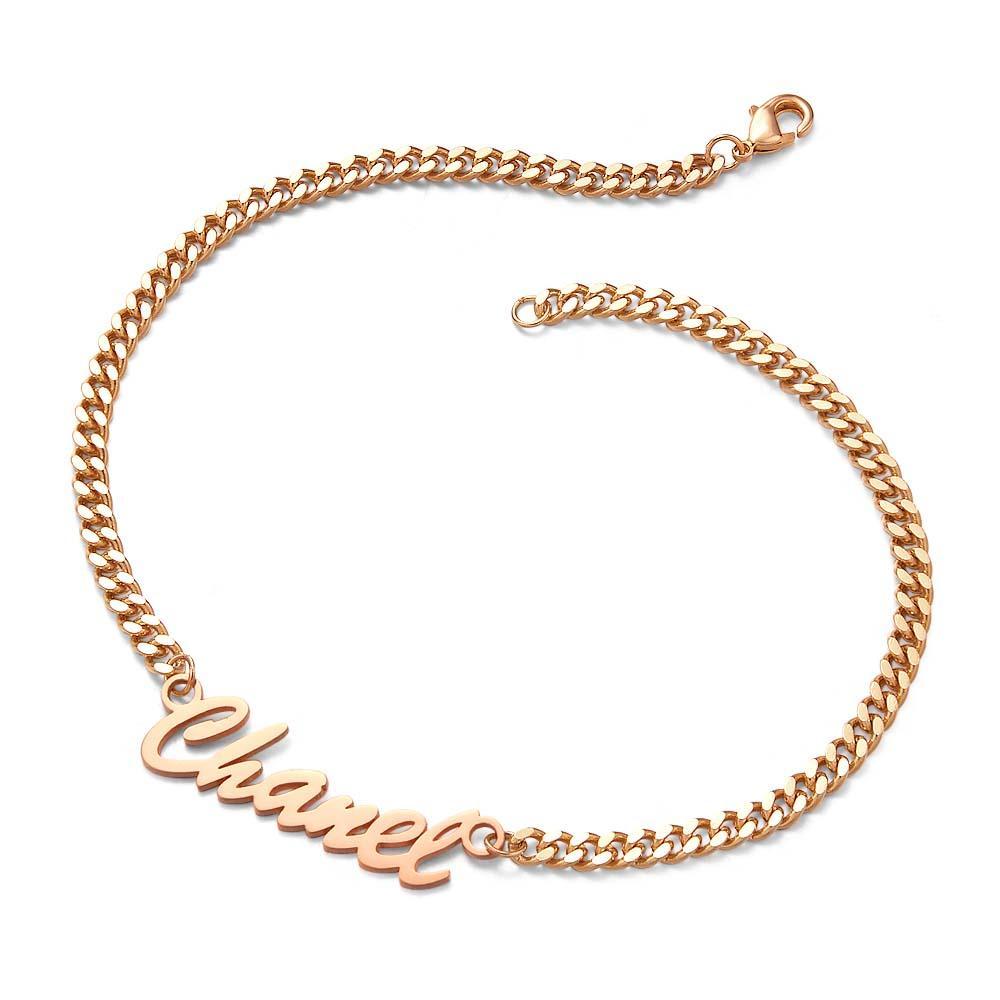 Bracelet Épais Prénom Personnalisé Votre Nom Pour Hommes Garçons Femmes Chaîne Gourmette Lourde - votrecollierprenomfr