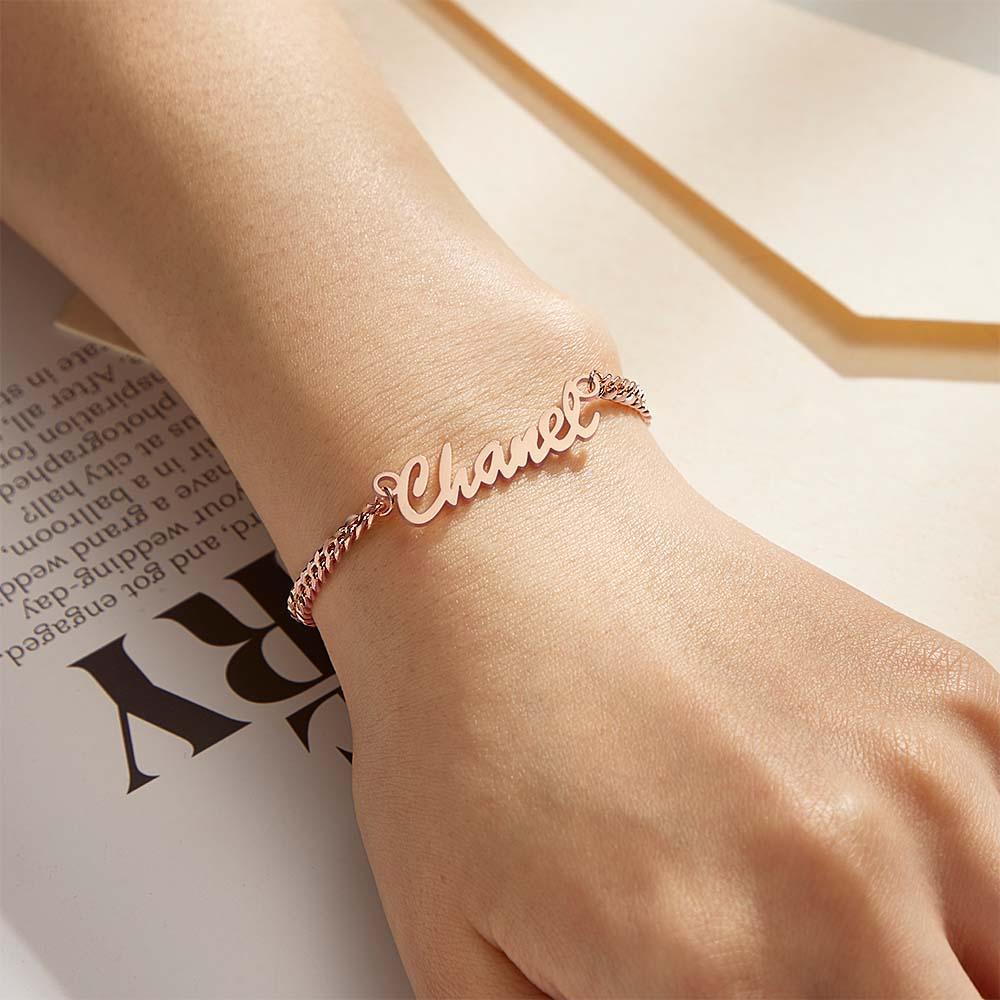 Bracelet Épais Prénom Personnalisé Votre Nom Pour Hommes Garçons Femmes Chaîne Gourmette Lourde - votrecollierprenomfr