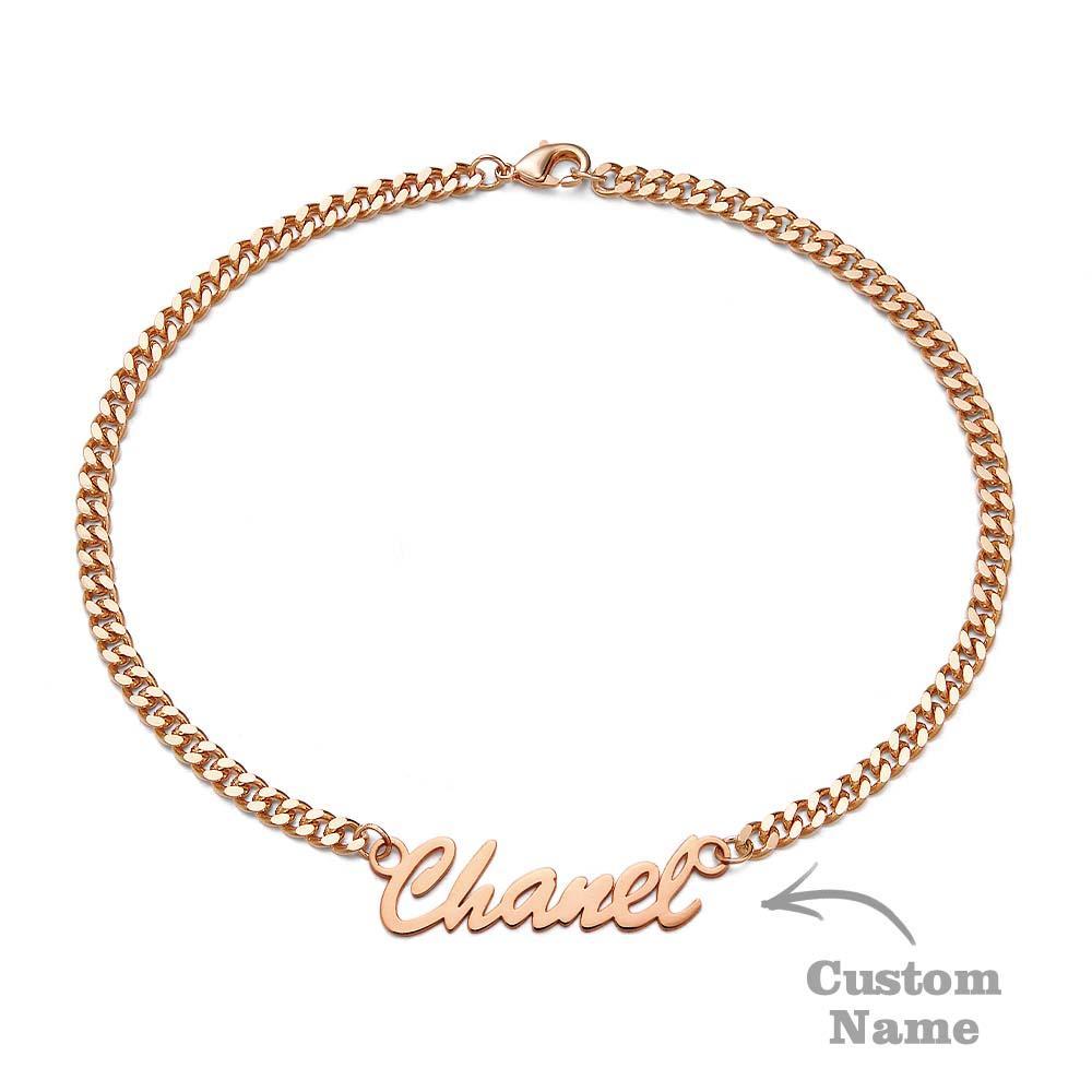 Bracelet Épais Prénom Personnalisé Votre Nom Pour Hommes Garçons Femmes Chaîne Gourmette Lourde - votrecollierprenomfr