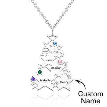 Collier De Pierre De Naissance Gravé Personnalisé, Cadeaux D'arbre De Noël En Forme D'étoile - votrecollierprenomfr