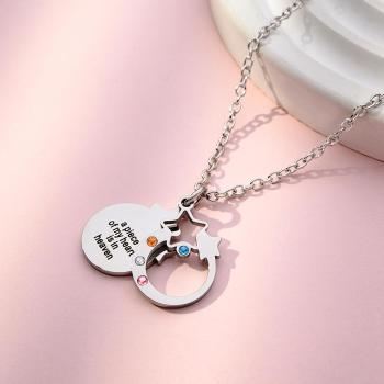 Collier De Pierre De Naissance Gravé Personnalisé, Cadeaux Créatifs À Double Couche - votrecollierprenomfr