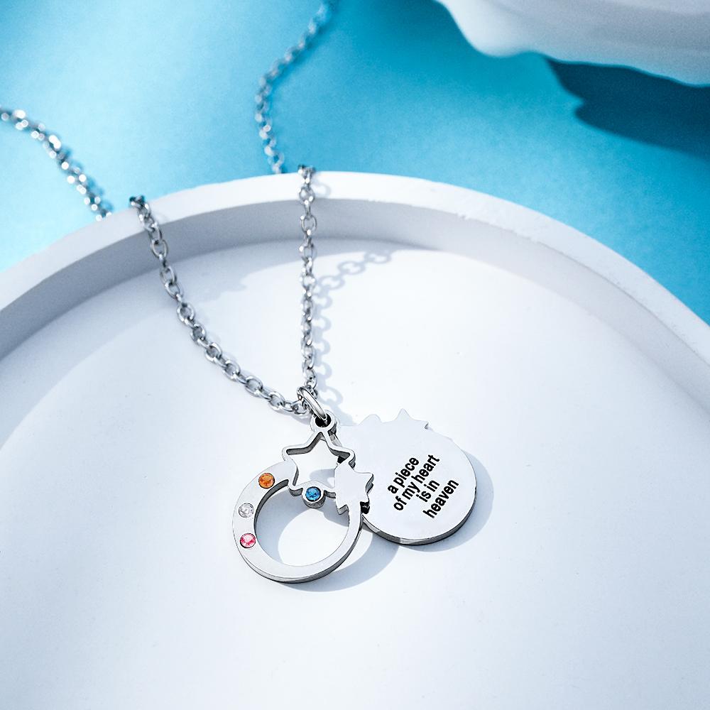 Collier De Pierre De Naissance Gravé Personnalisé, Cadeaux Créatifs À Double Couche - votrecollierprenomfr