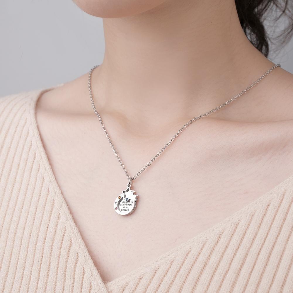 Collier De Pierre De Naissance Gravé Personnalisé, Cadeaux Créatifs À Double Couche - votrecollierprenomfr