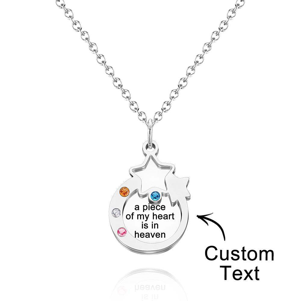 Collier De Pierre De Naissance Gravé Personnalisé, Cadeaux Créatifs À Double Couche - votrecollierprenomfr