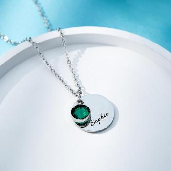 Collier De Pierre De Naissance Gravé Personnalisé, Cadeaux Romantiques Pour Petite Amie - votrecollierprenomfr