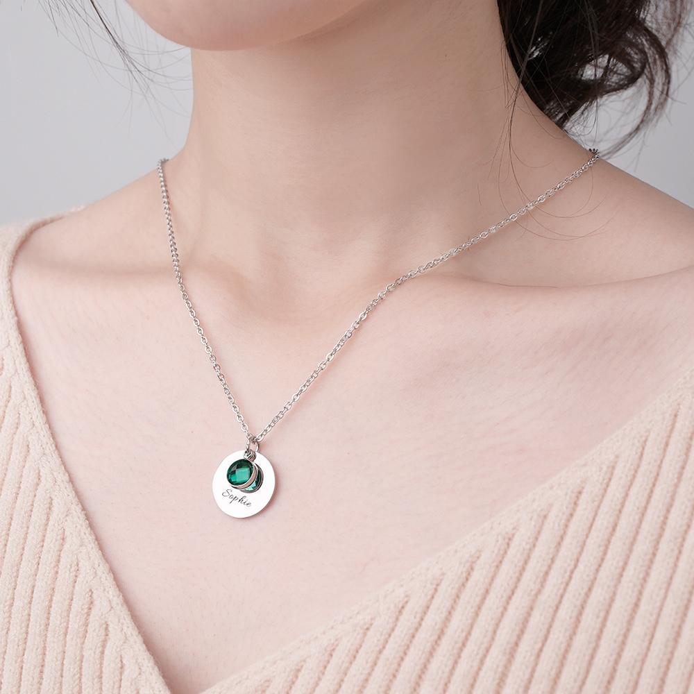 Collier De Pierre De Naissance Gravé Personnalisé, Cadeaux Romantiques Pour Petite Amie - votrecollierprenomfr