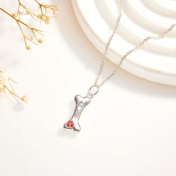 Collier En Os Gravable Avec Pierre De Naissance, Pendentif Patte D'animal Personnalisé, Cadeau Pour Les Amoureux Des Animaux De Compagnie - votrecollierprenomfr