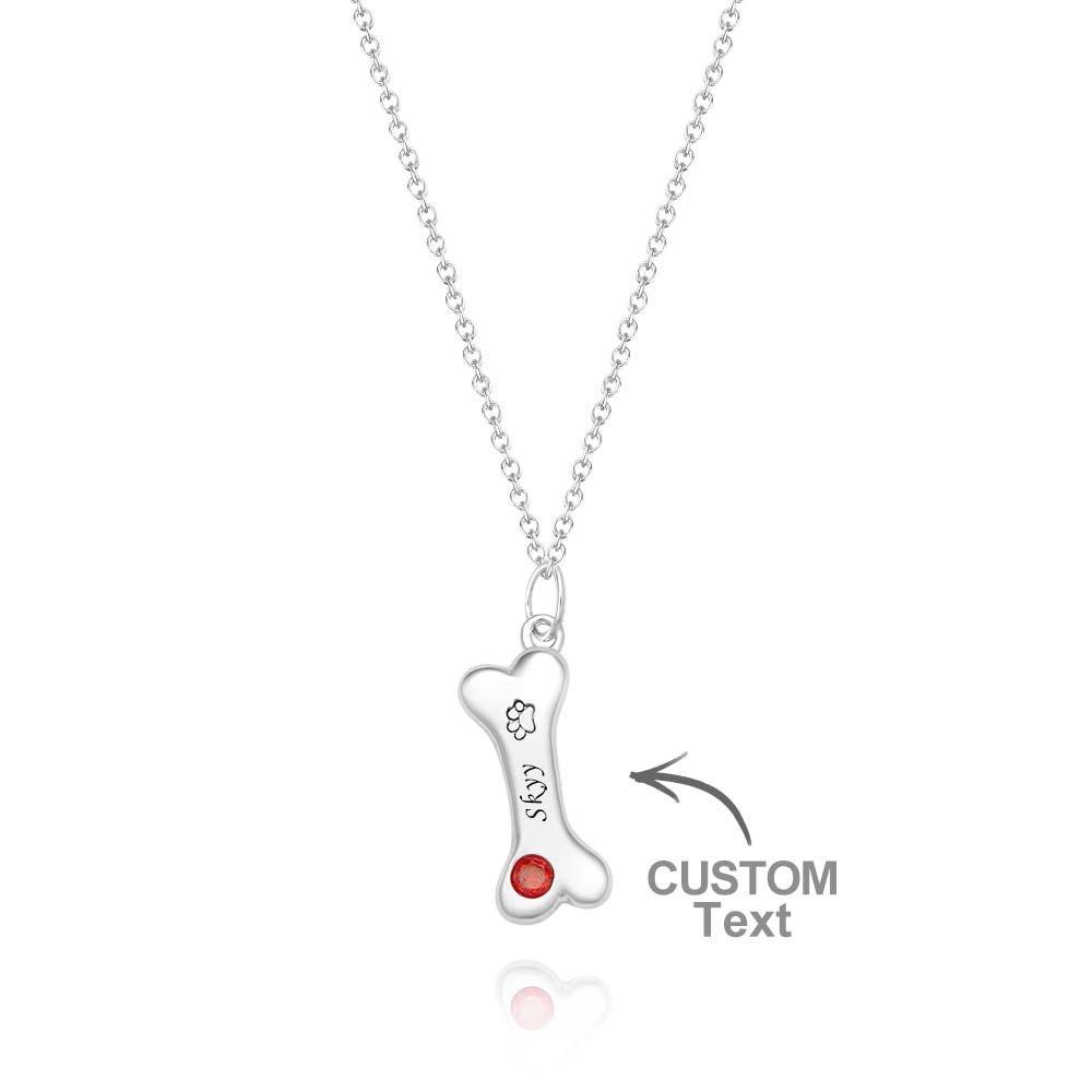 Collier En Os Gravable Avec Pierre De Naissance, Pendentif Patte D'animal Personnalisé, Cadeau Pour Les Amoureux Des Animaux De Compagnie - votrecollierprenomfr