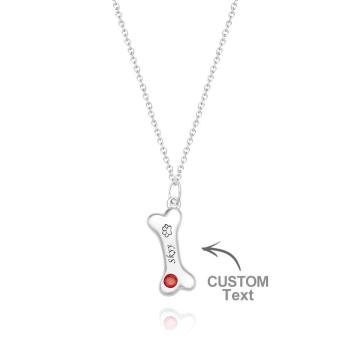 Collier En Os Gravable Avec Pierre De Naissance, Pendentif Patte D'animal Personnalisé, Cadeau Pour Les Amoureux Des Animaux De Compagnie - votrecollierprenomfr