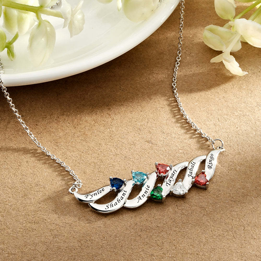Collier Charmant À Graver Avec Des Cadeaux De Pierre De Naissance En Forme De Cœur Pour Elle - votrecollierprenomfr