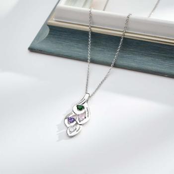 Collier De Pierre De Naissance En Forme De Cœur À Ficelle Gravable, Bijoux Colorés Pour Femmes - votrecollierprenomfr