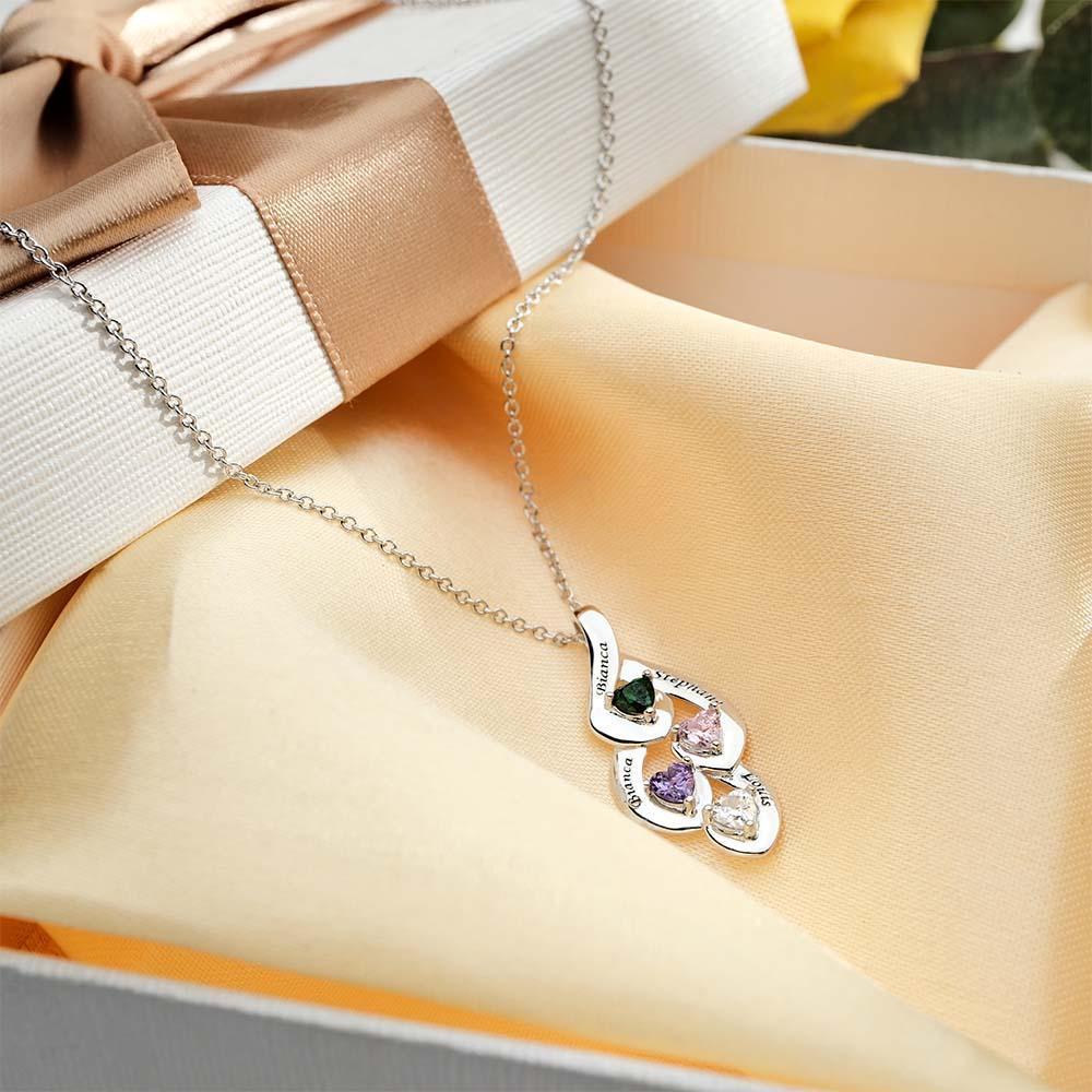 Collier De Pierre De Naissance En Forme De Cœur À Ficelle Gravable, Bijoux Colorés Pour Femmes - votrecollierprenomfr