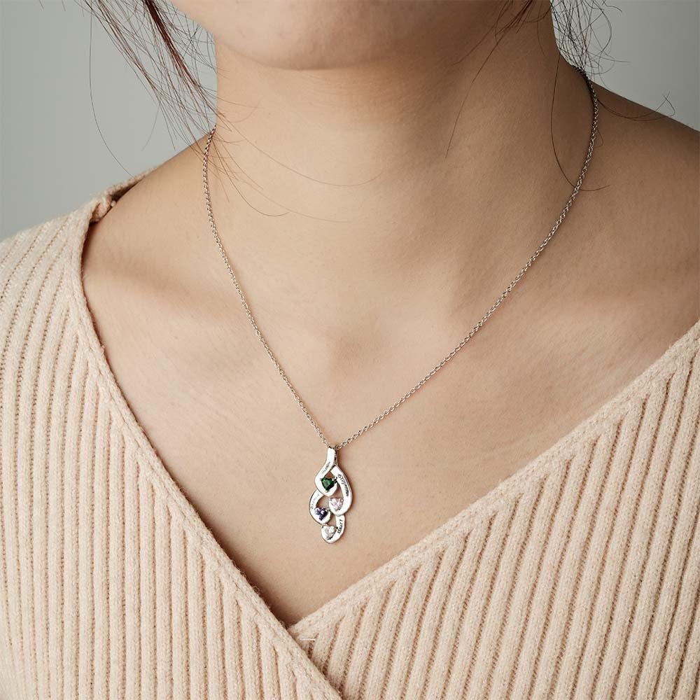 Collier De Pierre De Naissance En Forme De Cœur À Ficelle Gravable, Bijoux Colorés Pour Femmes - votrecollierprenomfr