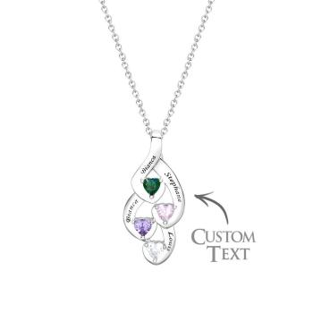 Collier De Pierre De Naissance En Forme De Cœur À Ficelle Gravable, Bijoux Colorés Pour Femmes - votrecollierprenomfr