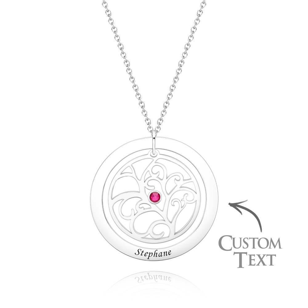 Collier D'arbre Généalogique Gravé Avec Pierre De Naissance, Cadeaux Chaleureux Personnalisés Pour Maman - votrecollierprenomfr