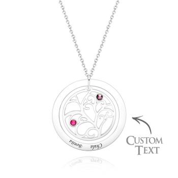 Collier D'arbre Généalogique Gravé Avec Pierre De Naissance, Cadeaux Chaleureux Personnalisés Pour Maman - votrecollierprenomfr