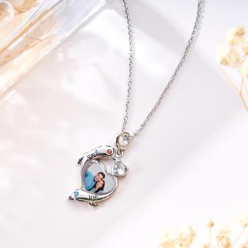 Collier Personnalisé Avec Pierre De Naissance En Forme De Dauphin, Cadeaux De Saint-valentin Pour Les Couples - votrecollierprenomfr