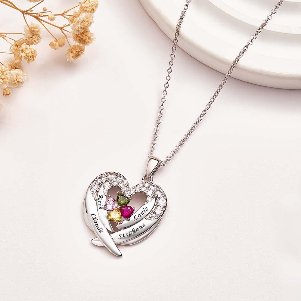 Collier Avec Pierre De Naissance À Graver, Magnifiques Ailes, Cadeaux Pour Femmes - votrecollierprenomfr