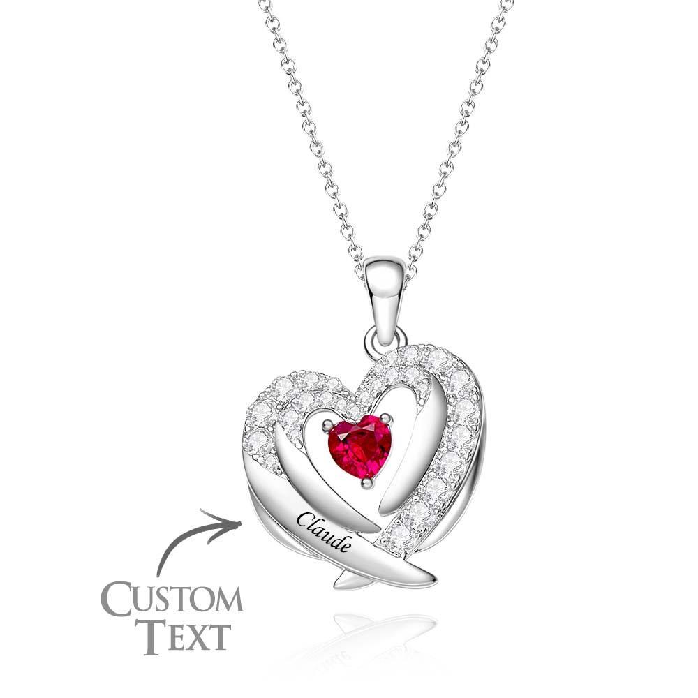 Collier Avec Pierre De Naissance À Graver, Magnifiques Ailes, Cadeaux Pour Femmes - votrecollierprenomfr