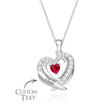 Collier Avec Pierre De Naissance À Graver, Magnifiques Ailes, Cadeaux Pour Femmes - votrecollierprenomfr