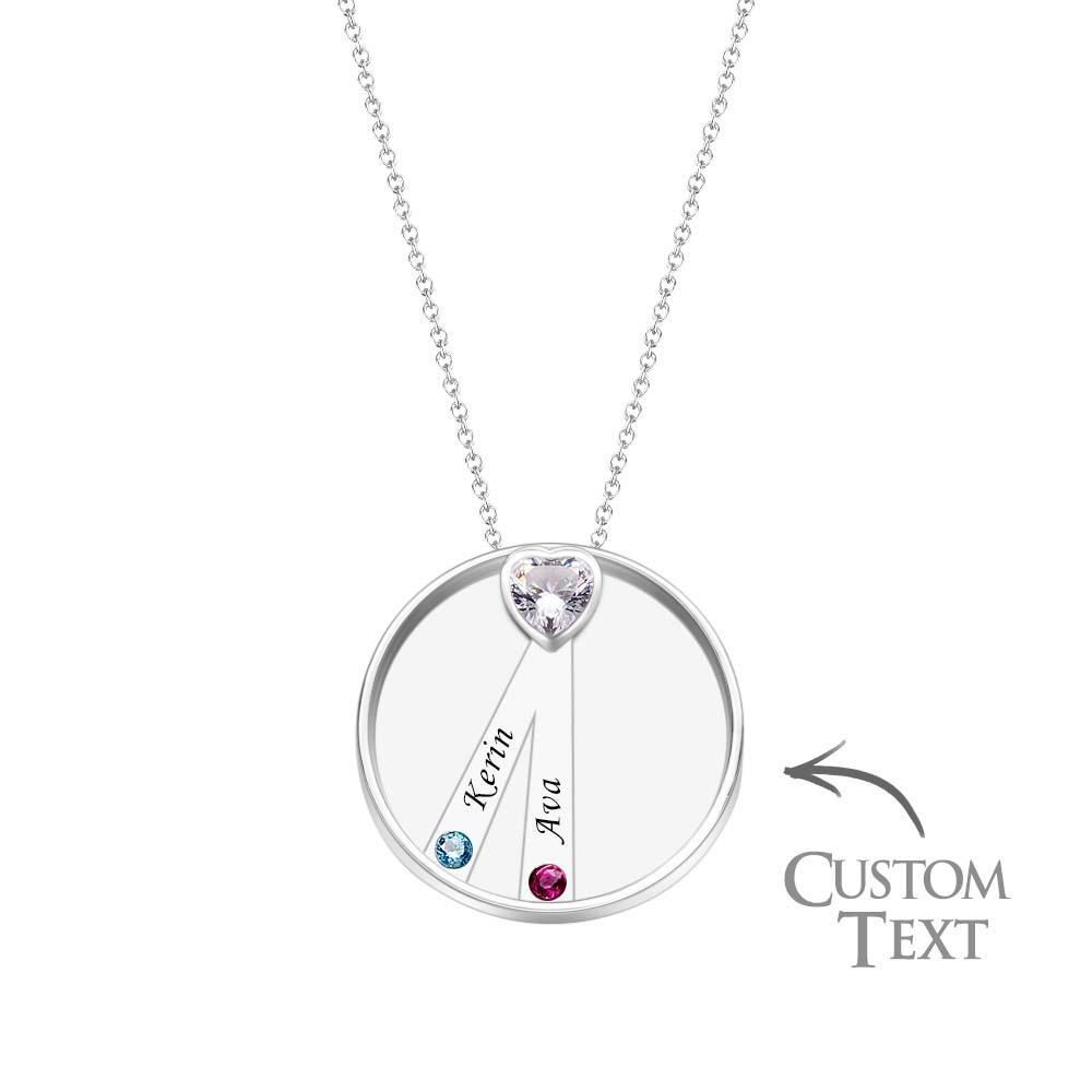 Collier Avec Pierre De Naissance Gravable, Charmant Pendentif Circulaire, Bijoux Cadeaux Pour Femmes - votrecollierprenomfr
