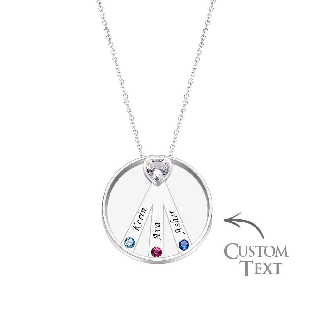 Collier Avec Pierre De Naissance Gravable, Charmant Pendentif Circulaire, Bijoux Cadeaux Pour Femmes - votrecollierprenomfr