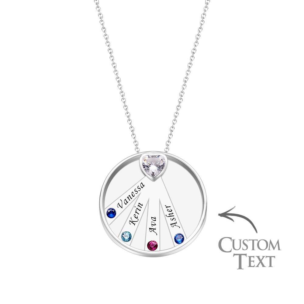 Collier Avec Pierre De Naissance Gravable, Charmant Pendentif Circulaire, Bijoux Cadeaux Pour Femmes - votrecollierprenomfr