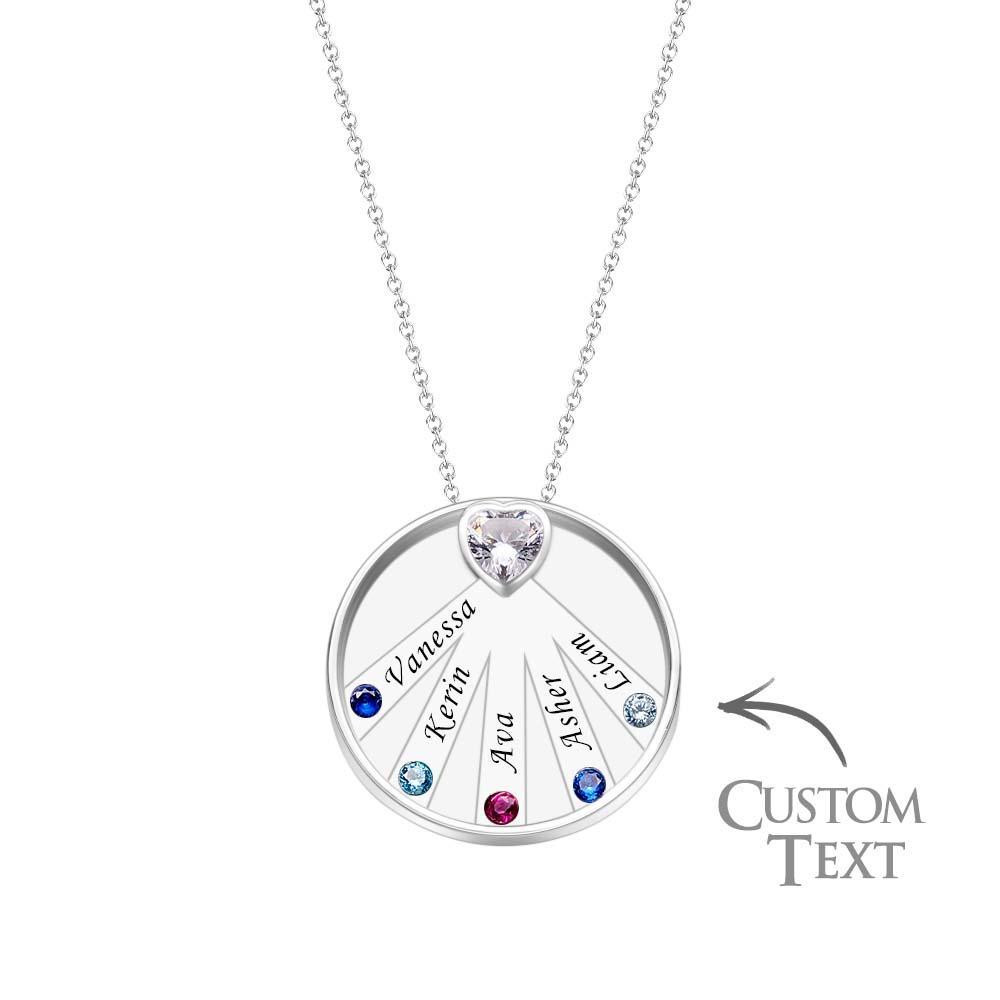 Collier Avec Pierre De Naissance Gravable, Charmant Pendentif Circulaire, Bijoux Cadeaux Pour Femmes - votrecollierprenomfr