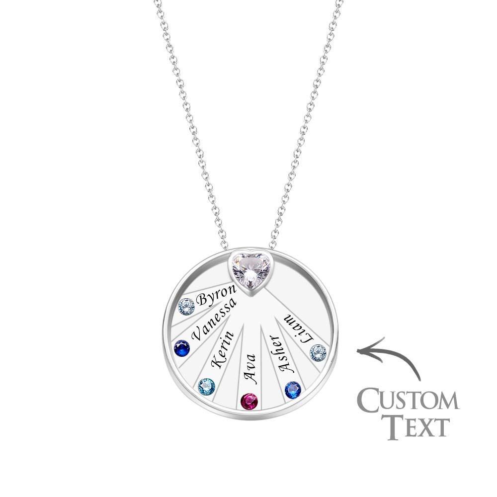 Collier Avec Pierre De Naissance Gravable, Charmant Pendentif Circulaire, Bijoux Cadeaux Pour Femmes - votrecollierprenomfr