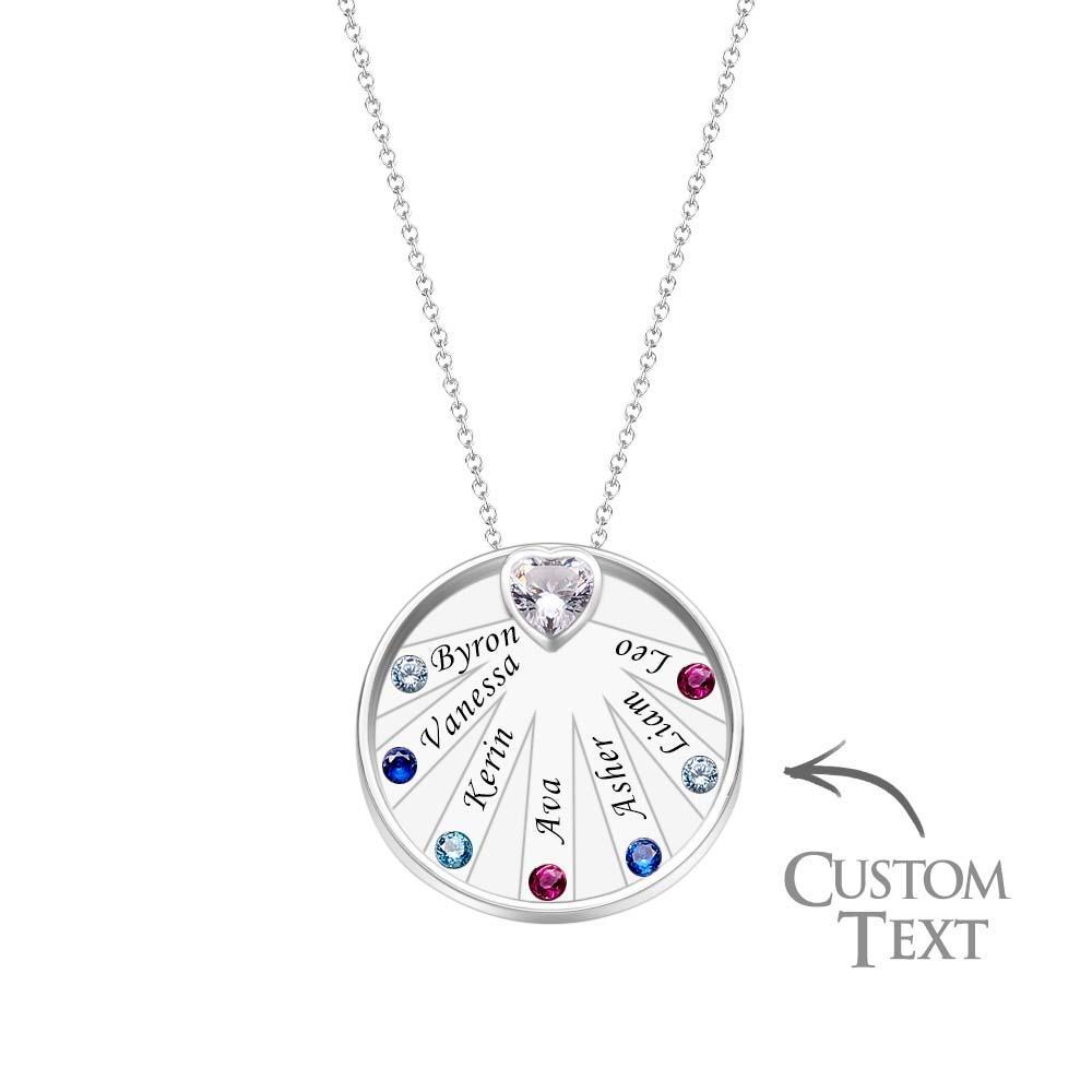 Collier Avec Pierre De Naissance Gravable, Charmant Pendentif Circulaire, Bijoux Cadeaux Pour Femmes - votrecollierprenomfr