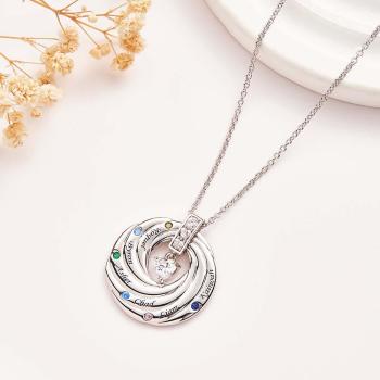 Collier Élégant Avec Pierre De Naissance Avec Pendentif Cercle De Texte, Cadeaux Pour Femmes - votrecollierprenomfr