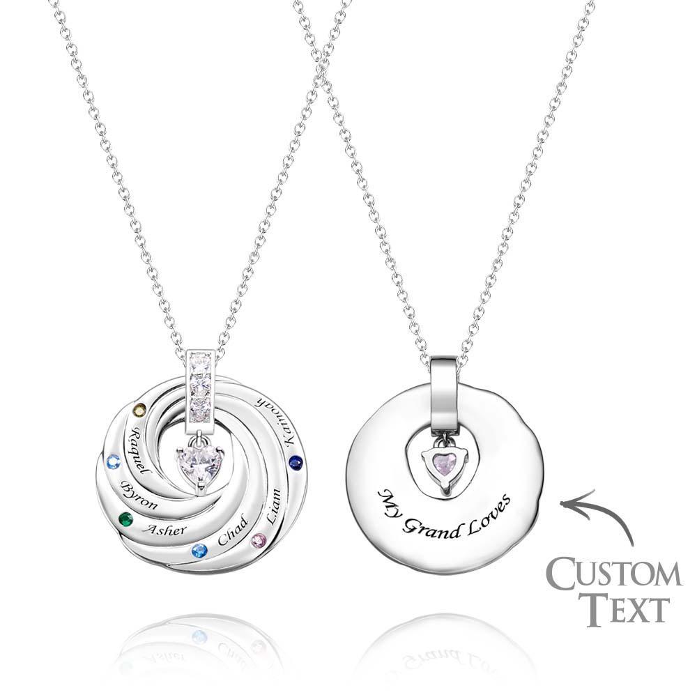 Collier Élégant Avec Pierre De Naissance Avec Pendentif Cercle De Texte, Cadeaux Pour Femmes - votrecollierprenomfr