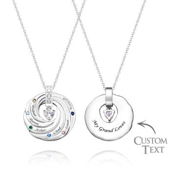 Collier Élégant Avec Pierre De Naissance Avec Pendentif Cercle De Texte, Cadeaux Pour Femmes - votrecollierprenomfr