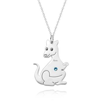 Collier Kangourou Mignon Gravable Avec Pierre De Naissance, Jolis Cadeaux Pour Femmes - votrecollierprenomfr
